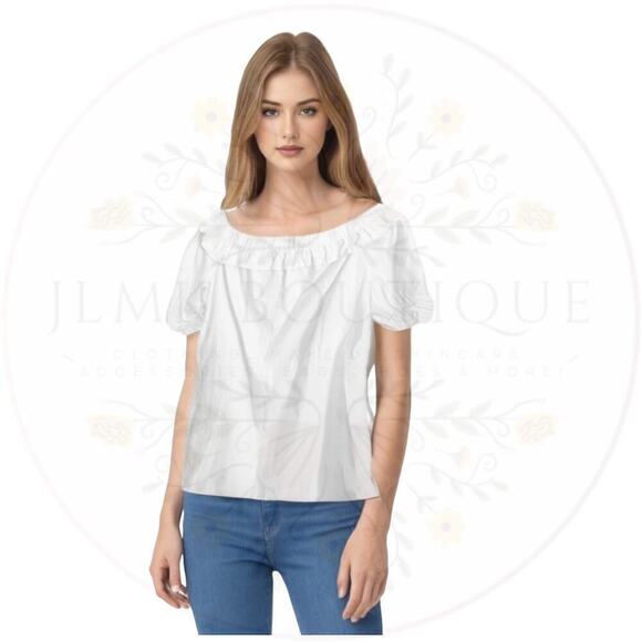 Vineyard Vines/Target Women's Off the Shoulder Short Sleeve Bardot Top - Picture 2 of 7